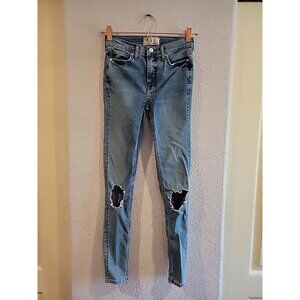 Free People Jeans Women's Size 26 L Blue Skinny‎ Distressed Stretch